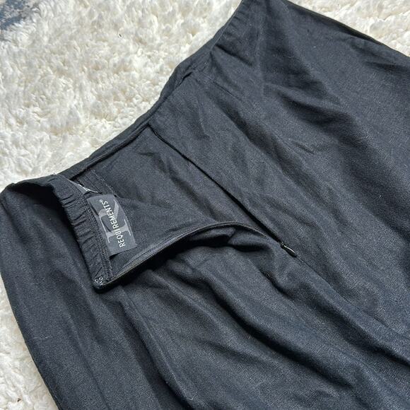 Requirements Linen Blend Black Midi Skirt Embroidered Details Beaded Design O3 - Picture 10 of 10